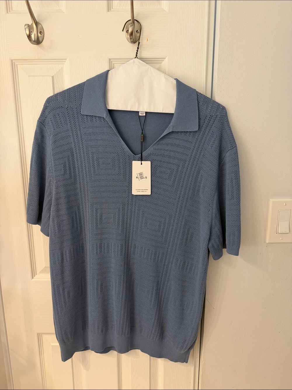 Reiss Light Blue Short Sleeve Knit Polo - Picture 1 of 3